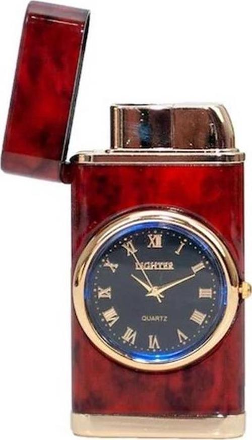 Quartz Saatli Torch Jet Çakmak Kırmızı
