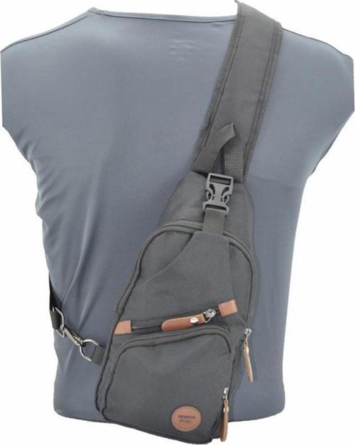 Newish Tokalı Kumaş Bodybag Sırt ve Göğüs Çantası Siyah