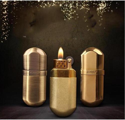 Kuboy Benzinli Retro Minimal Slim Çakmak Pirinç