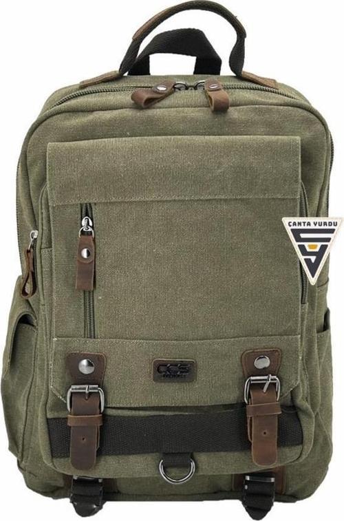 Ççs London 51565 Kanvas Laptop Sırt Çantası Haki