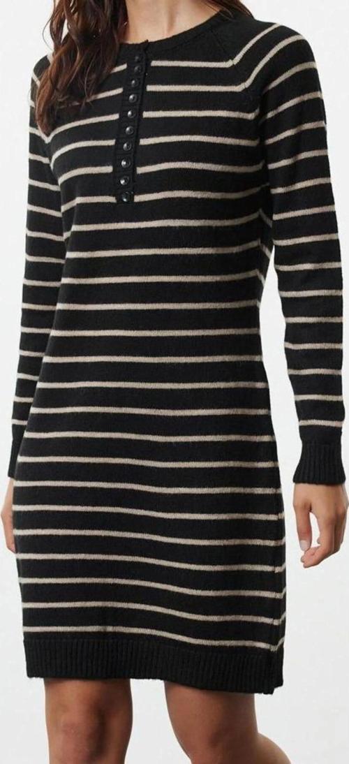 Moda Stil Regular Bisiklet Yaka Mini Boy Çizgili Triko Yumuşak Dokulu Elbise