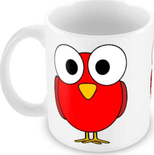 Red Bird Baskılı Seramik Beyaz Esprili Kupa Bardak | Komik Yazılı Kupa