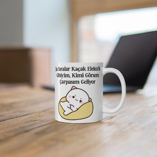 Mochi Cat Efsane Sözler Baskılı Kupa/ Arkadaşa, Sevgiliye Hediye Kupa Bardak
