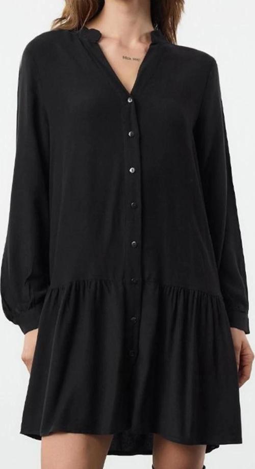 Moda Stil Regular Hakim Yaka Mini Boy Kalın Viskon Dokuma Gömlek Elbise