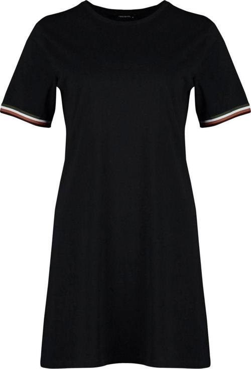 Moda Slim Casual Günlük Süprem Örme V Yaka Kısa Kol Shift Midi Boy Büyük Beden Elbise