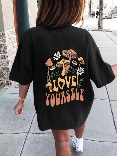 Çocuk Mantar baskılı Pamuklu Tshirt
