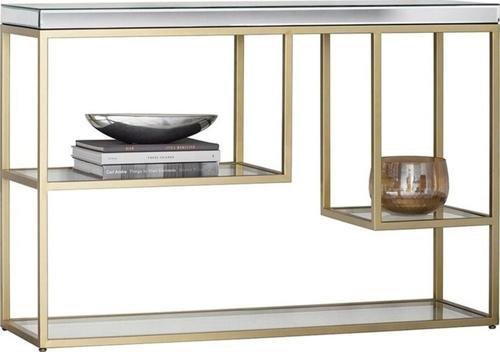 Nina Gold Metal Dresuar / Konsol Gümüş Tabla