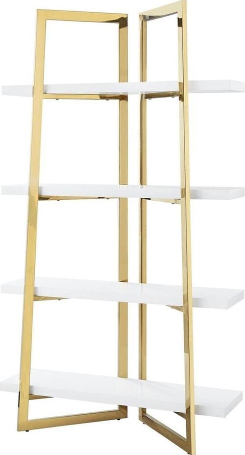 Nysa Gold Metal Beyaz Kitaplık & Raf