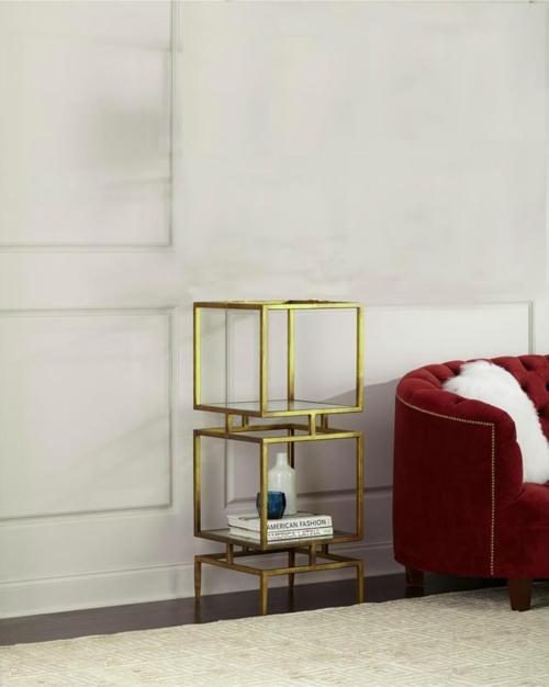 Olope Gold Metal 2 Raflı Kitaplık Çiçeklik Gümüşlük Duvar Rafı