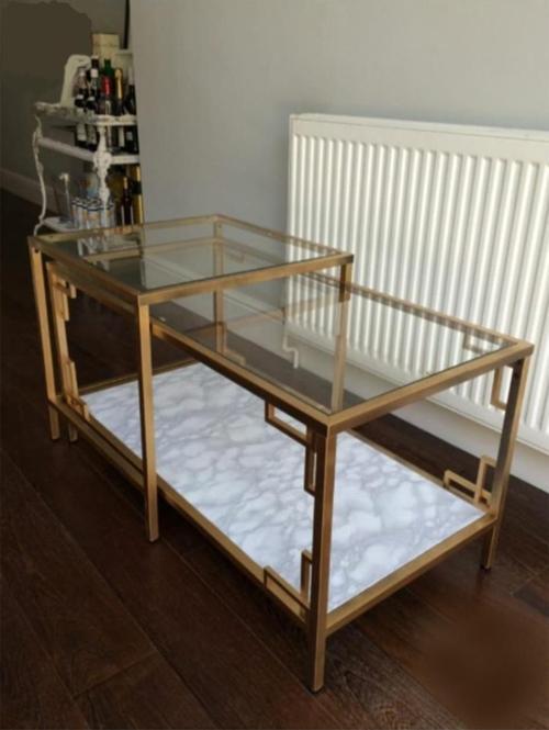 Paola 2'li Gold Metal Orta Sehpa