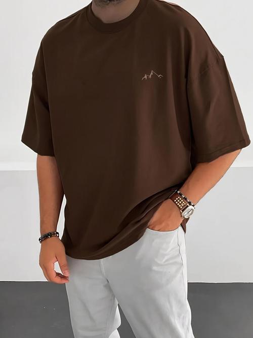 Unisex Dağ Baskılı Oversize Tshirt