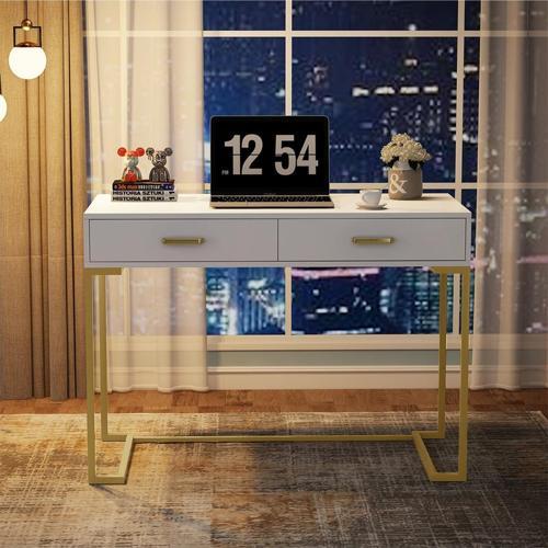 Vivian Gold Metal Beyaz Çalışma Masası 