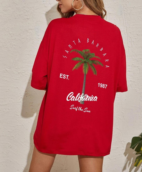 California Baskılı Unisex Oversize Tshirt