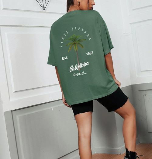 California Baskılı Unisex Oversize Tshirt