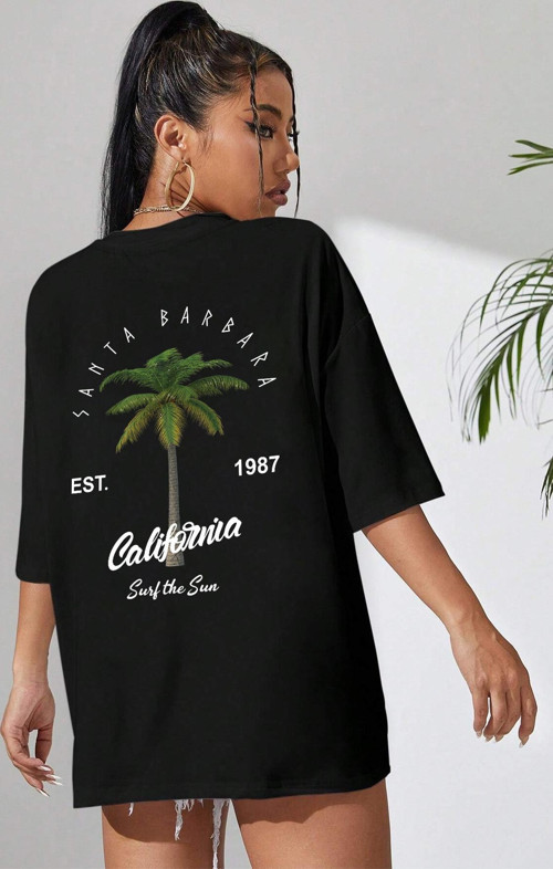 California Baskılı Unisex Oversize Tshirt