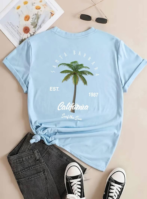 California Baskılı Unisex Oversize Tshirt
