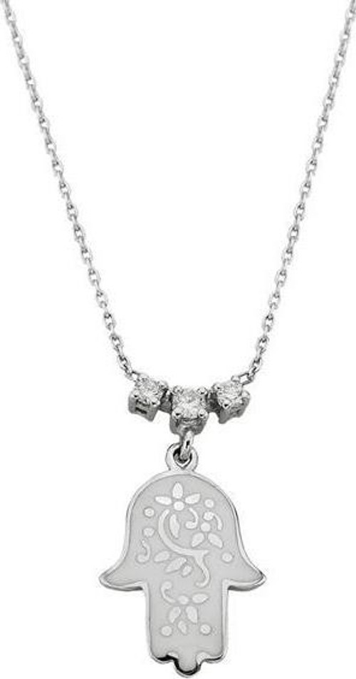 0,11 Karat Pırlantalı Fatma Ana Eli Mineli Kolye