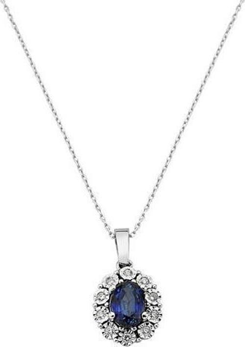 1,42 Karat Pırlantalı Safir Taşlı Kolye