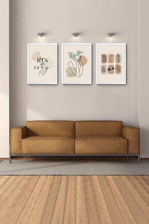 Beyaz Çerçeveli Mdf Bohem Tablo Soyut Tablo Dekoratif Duvar Tablolar Yatak Odası Tablo Salon Tablo