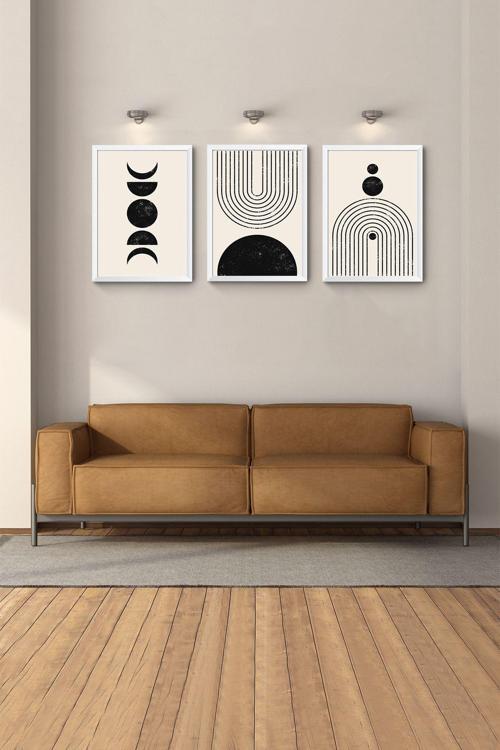 Beyaz Çerçeveli Mdf Bohem Tablo Soyut Tablo Dekoratif Duvar Tablolar Yatak Odası Tablo Salon Tablo