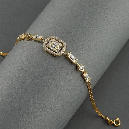 Altın Kaplama Baget Taşlı Emerald Kesim Gümüş Bileklik