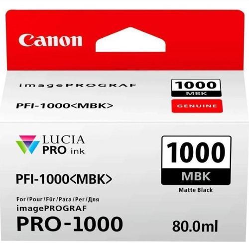 Feyza Bilişim® Canon PFI-1000 MBK (Matt Black) Mat Siyah A2 Yazıcı Orijinal Mürekkep Kartuş 80 ml. (0545C001)