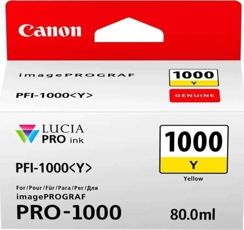Feyza Bilişim® Canon PFI-1000 Y (Yellow) Sarı A2 Yazıcı Orijinal Mürekkep Kartuş 80 ml. (0549C001)