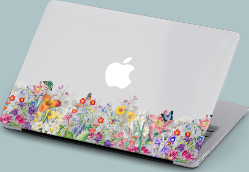 Macbook Pro Kılıf 15.4 inç A1707-A1990 Mirmac05 Şeffaf 360 Koruma Papatya