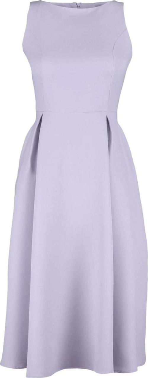 Moda Regular Business Finike Dokuma Bisiklet Yaka Kolsuz Kol Skater Midi Boy Elbise