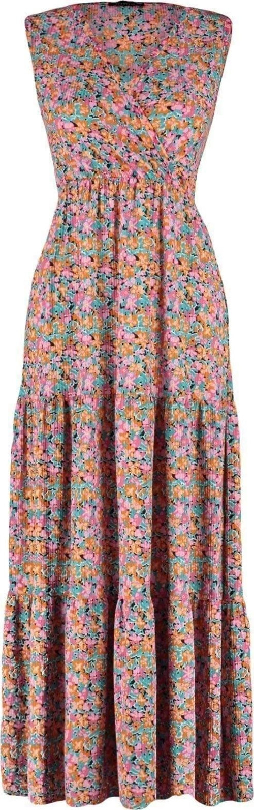 Moda Regular Casual Günlük Polyester Kaşkorse Örme V Yaka Kolsuz Kol A-Line Maxi Boy Elbise