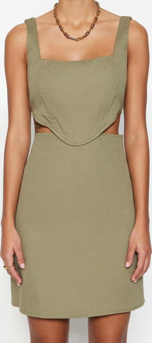 Moda Rahat Gündüz Gece Gabardin Dokuma Kare Yaka Askılı Kol A-Line Mini Boy Elbise