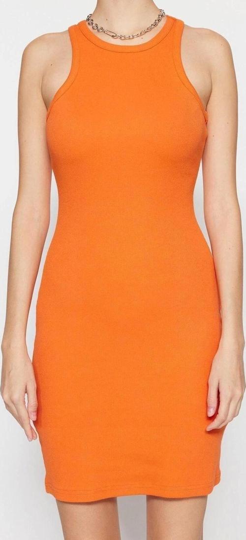 Moda Slim Casual Günlük Kaşkorse Örme Halter Yaka Kolsuz Kol Bodycone Mini Boy Elbise