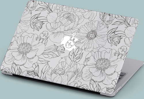 Macbook Pro (M1-M2) Kılıf 14.2 inç A2442-A2779 Mirmac01 Şeffaf Ön Arka Kapak Koruma Floral