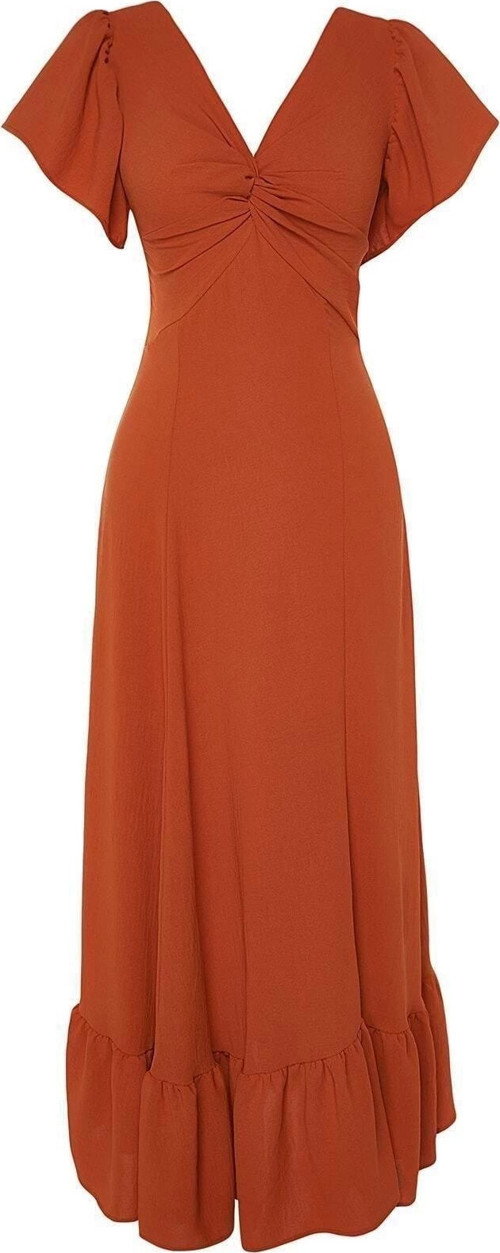 Moda Regular Casual Günlük Aerobin Dokuma V Yaka Kısa Kol A-Line Maxi Boy Elbise