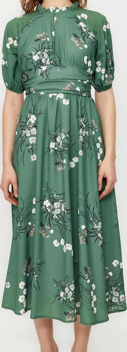 Moda Regular Günlük Jessica Dokuma Bisiklet Yaka Truvakar Kol Kol A-Line Maxi Boy Tesettür Elbise