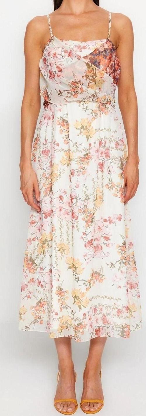 Moda Regular Gündüz Gece Şifon Dokuma Kare Yaka Askılı Kol Skater Maxi Boy Elbise