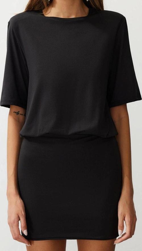 Moda Regular Casual Günlük Lycra Pes Kumaş Örme Bisiklet Yaka Kısa Kol Bodycone Mini Boy Elbise