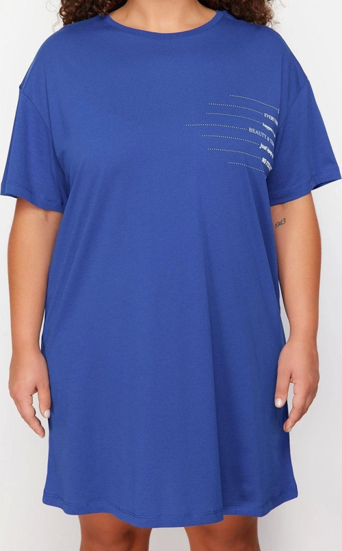 Moda Rahat Günlük Süprem Örme Bisiklet Yaka Kısa Kol T-Shirt Elbise Mini Boy Büyük Beden Elbise