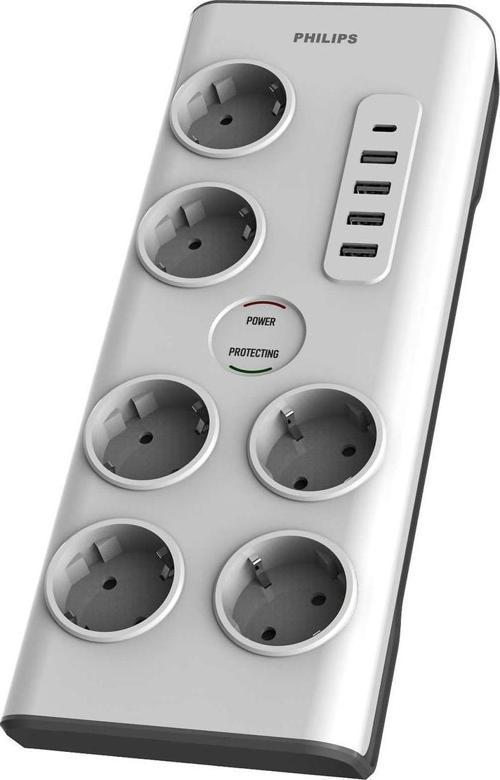 SPN7060WA/62 6'lı Akım Korumalı & 5 USB Girişli Prız 900J 2 M 1 x Type C - 4 x Type A SPN7060WA/62