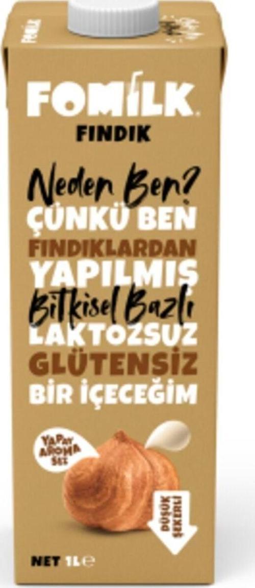Fındık Sütü 1 L Glutensiz Bitkisel Bazlı Laktozsuz Vegan