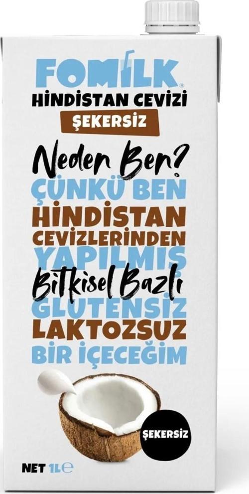 Hindistan Cevizi Sütü Glutensiz Bitkisel Bazlı Laktozsuz Vegan Şekersiz 1 L