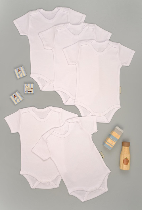 Pamuk Kısa Kollu 5'li Paket Çıt Çıt Body Zıbın