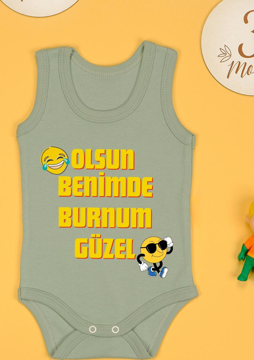 Olsun Benimde Burnum Güzel Baskılı Çıtçıt Body Zıbın
