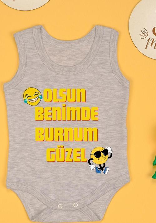 Olsun Benimde Burnum Güzel Baskılı Çıtçıt Body Zıbın