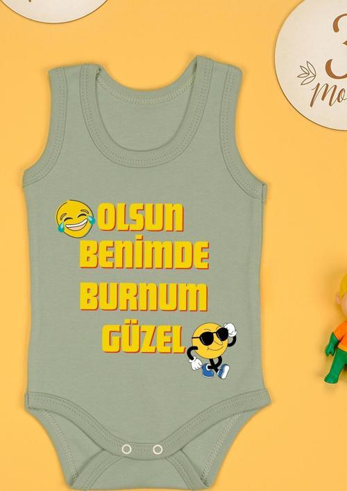 Olsun Benimde Burnum Güzel Baskılı Çıtçıt Body Zıbın
