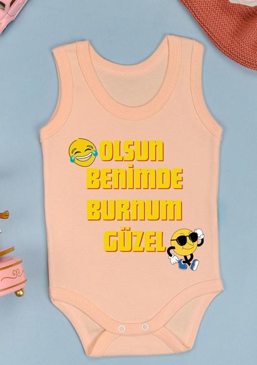 Olsun Benimde Burnum Güzel Baskılı Çıtçıt Body Zıbın