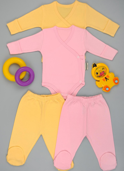 Pamuklu Yumuşak Kız - Erkek Bebek Kruvaze Patikli 2'li Takım