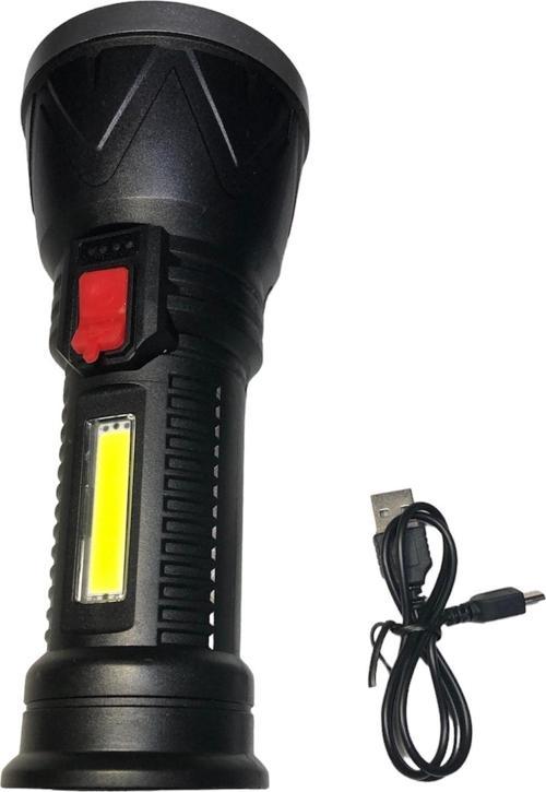 Uzun Menzilli Şarj Edilebilir El Feneri Şarjlı El Feneri 4 Modlu Su Geçirmez Usb Kablolu Cob Led 5W