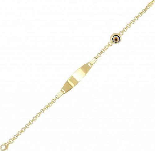 Altın Çocuk Künyesi Plakalı Nazar Boncuklu