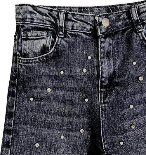 Kız Çocuk İnci ve Taşlı Jean Pantolon